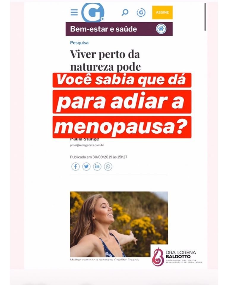 Entrevista para A Gazeta sobre menopausa.