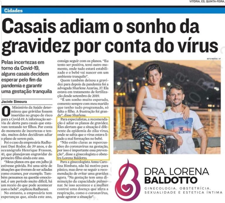 Entrevista para @tribunaonline sobre adiar o sonho da gravidez por conta do coronavírus.